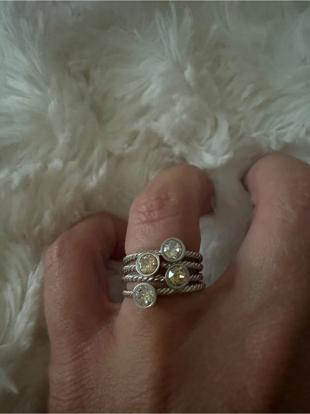 Swarovski Multi-Stack Ring with Crystal Stones